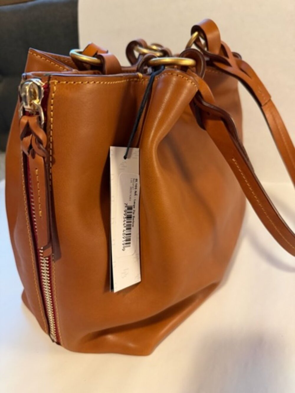 Dooney & Bourke Florentine Large Zip Barlow Natural NWT - Picture 3 of 4